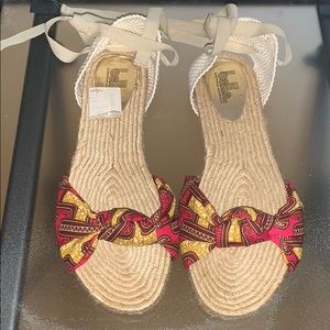 Belle Printed Knot Espadrille Lace Up Sandals